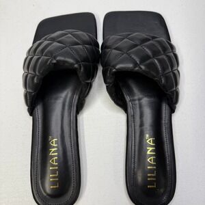 Liliana Women Block Heel‎ Mule Sandals Mable Black 7.5